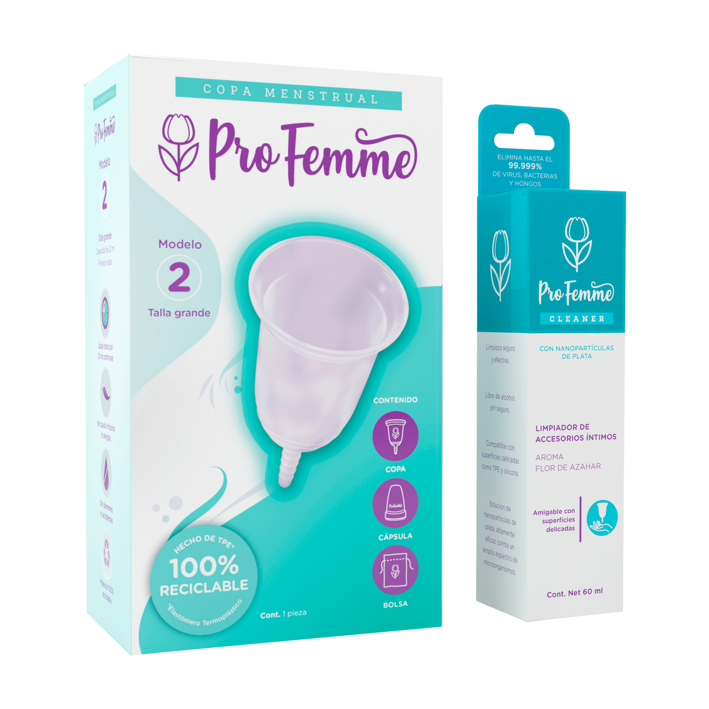 ProFemme Copa Menstrual Modelo 2 + Limpiador