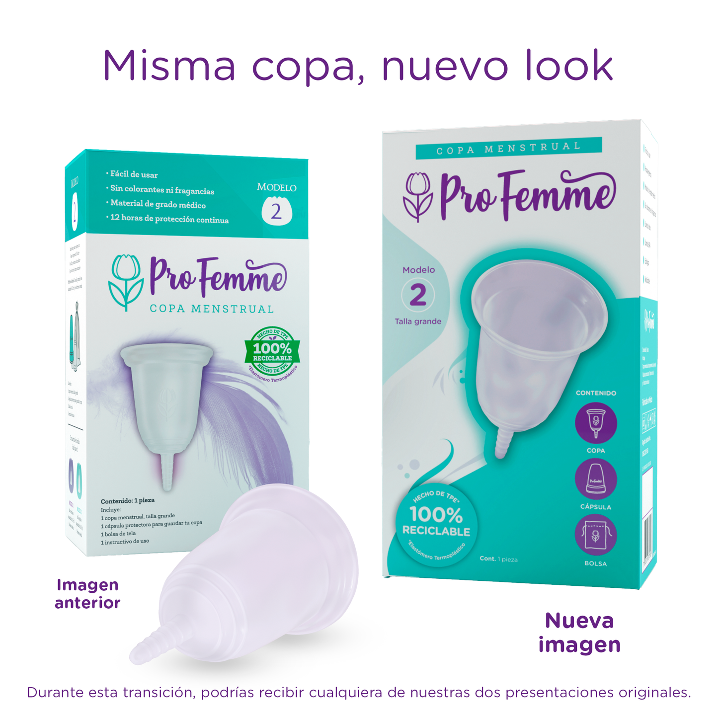 ProFemme Copa Menstrual Modelo 2 + Limpiador