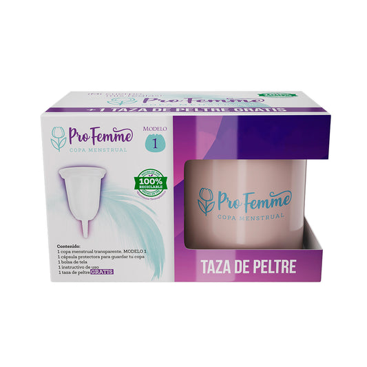 ProFemme Copa menstrual Modelo 1+ Taza de peltre