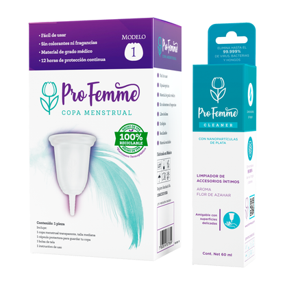 ProFemme Copa Menstrual Modelo 1 + Cleaner