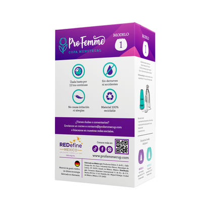 ProFemme Copa menstrual Modelo 1+ Taza de peltre